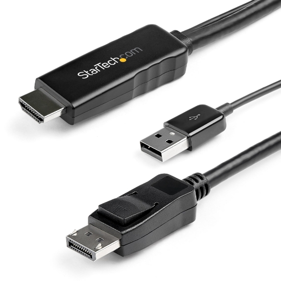 Picture of StarTech.com 2m (6ft) HDMI to DisplayPort Cable 4K 30Hz - Active HDMI 1.4 to DP 1.2 Adapter Converter Cable with Audio - USB Powered - Mac & Windows - HDMI Laptop to DP Monitor - Male/Male