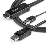 Picture of StarTech.com 2m (6ft) HDMI to DisplayPort Cable 4K 30Hz - Active HDMI 1.4 to DP 1.2 Adapter Converter Cable with Audio - USB Powered - Mac & Windows - HDMI Laptop to DP Monitor - Male/Male