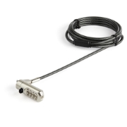 Picture of StarTech.com 6.5' (2m) Laptop Cable Lock - Nano Slot Compatible 4 Digit Combination Security Cable Lock - Serialized Anti-Theft Vinyl Coated Steel Cable Lock for Nano Slot Computer/Device