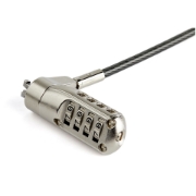 Picture of StarTech.com 6.5' (2m) Laptop Cable Lock - Nano Slot Compatible 4 Digit Combination Security Cable Lock - Serialized Anti-Theft Vinyl Coated Steel Cable Lock for Nano Slot Computer/Device