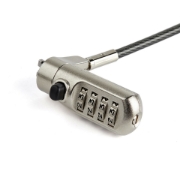 Picture of StarTech.com 6.5' (2m) Laptop Cable Lock - Nano Slot Compatible 4 Digit Combination Security Cable Lock - Serialized Anti-Theft Vinyl Coated Steel Cable Lock for Nano Slot Computer/Device