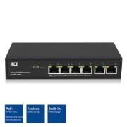Picture of ACT 6 port, network switch, 10/100Mbps. 4x PoE+ (30W) port