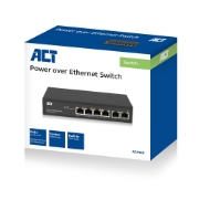 Picture of ACT 6 port, network switch, 10/100Mbps. 4x PoE+ (30W) port