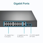 Picture of TP-Link 18-Port Gigabit Rackmount Switch with 16 PoE+
