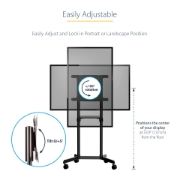 Picture of StarTech.com Mobile TV Cart - Portable Rolling TV Stand for 37-70" VESA Display (154lb/70kg) - TV Stand w/Shelf & Storage Compartment - Rotate/Tilt Display - Universal TV Mount on Wheels