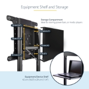Picture of StarTech.com Mobile TV Cart - Portable Rolling TV Stand for 37-70" VESA Display (154lb/70kg) - TV Stand w/Shelf & Storage Compartment - Rotate/Tilt Display - Universal TV Mount on Wheels