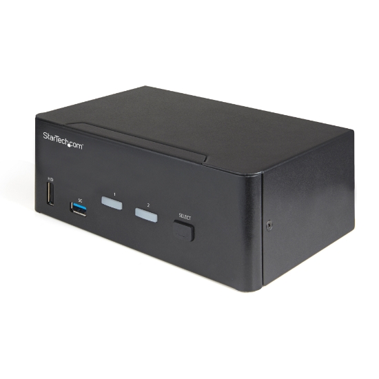 Picture of StarTech.com 2 Port Dual Monitor HDMI KVM Switch - 4K 60Hz Ultra HD HDR - Desktop 4K HDMI 2.0 KVM Switch with 2 Port USB 3.0 Hub (5Gbps) & 4x USB 2.0 HID, Audio - Hotkey Switching - TAA