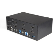 Picture of StarTech.com 2 Port Dual Monitor HDMI KVM Switch - 4K 60Hz Ultra HD HDR - Desktop 4K HDMI 2.0 KVM Switch with 2 Port USB 3.0 Hub (5Gbps) & 4x USB 2.0 HID, Audio - Hotkey Switching - TAA