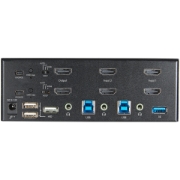 Picture of StarTech.com 2 Port Dual Monitor HDMI KVM Switch - 4K 60Hz Ultra HD HDR - Desktop 4K HDMI 2.0 KVM Switch with 2 Port USB 3.0 Hub (5Gbps) & 4x USB 2.0 HID, Audio - Hotkey Switching - TAA
