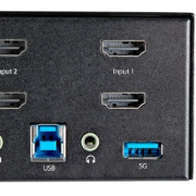 Picture of StarTech.com 2 Port Dual Monitor HDMI KVM Switch - 4K 60Hz Ultra HD HDR - Desktop 4K HDMI 2.0 KVM Switch with 2 Port USB 3.0 Hub (5Gbps) & 4x USB 2.0 HID, Audio - Hotkey Switching - TAA