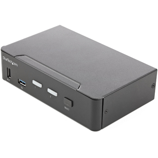 Picture of StarTech.com 2 Port HDMI KVM Switch - Single Monitor 4K 60Hz Ultra HD HDR - Desktop HDMI 2.0 KVM Switch with 2 Port USB 3.0 Hub (5Gbps) and 4x USB 2.0 HID, Audio - Hotkey Switching - TAA