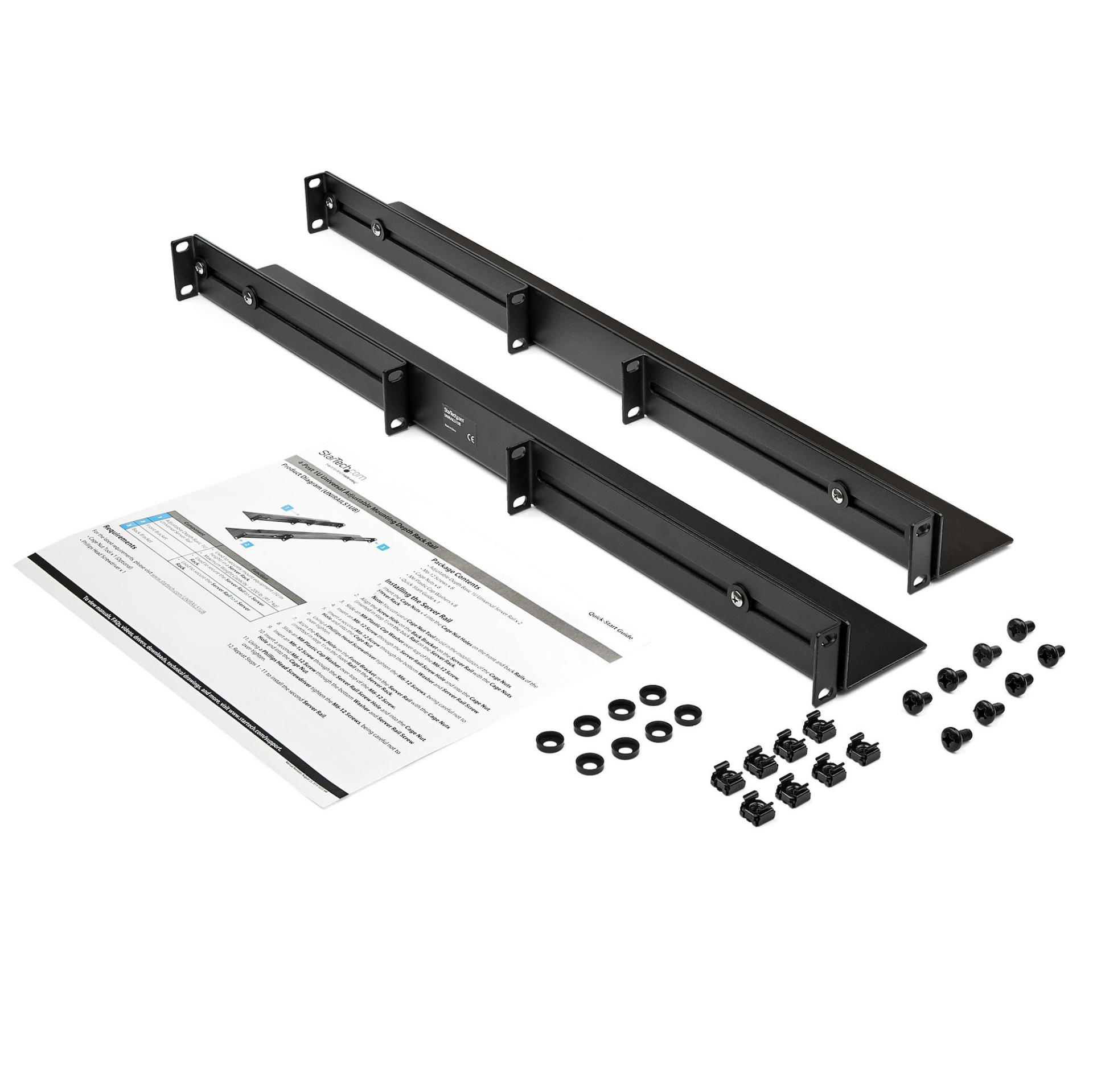 24 Inch Rack Rails StarTech.com 1U 19 inch Server Rack Rails - 24-36 inch Adjustable Depth ...
