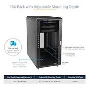 Picture of StarTech.com 4-Post 18U Server Rack Cabinet, Lockable 19" Data Rack Cabinet for Computer / AV / IT Equipment, Office / Home Network Rack with Casters & Adjustable Mounting Rails