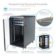 Picture of StarTech.com 4-Post 18U Server Rack Cabinet, Lockable 19" Data Rack Cabinet for Computer / AV / IT Equipment, Office / Home Network Rack with Casters & Adjustable Mounting Rails
