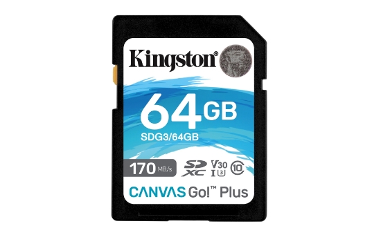 Picture of Kingston Technology Canvas Go! Plus 64GB SDXC Canvas Go Plus 170R C10 UHS-I U3 V30