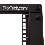 Picture of StarTech.com 4-Post 8U Mobile Open Frame Server Rack, Four Post 19in Network Rack with Wheels, Small Rolling Rack with Adjustable Depth for Computer/AV/Data/IT Equipment - Casters, Leveling Feet or Floor Mounting