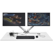 Picture of StarTech.com Desk Mount Dual Monitor Arm with USB & Audio - Desk Clamp VESA Mount for up to 32 inch Displays - 2x USB, 2x 3.5mm audio - Ergonomic Full Motion Dual Monitor Arm - Silver