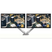 Picture of StarTech.com Desk Mount Dual Monitor Arm with USB & Audio - Desk Clamp VESA Mount for up to 32 inch Displays - 2x USB, 2x 3.5mm audio - Ergonomic Full Motion Dual Monitor Arm - Silver