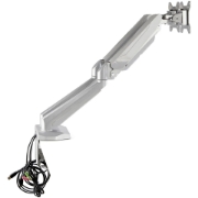 Picture of StarTech.com Desk Mount Dual Monitor Arm with USB & Audio - Desk Clamp VESA Mount for up to 32 inch Displays - 2x USB, 2x 3.5mm audio - Ergonomic Full Motion Dual Monitor Arm - Silver