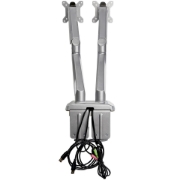 Picture of StarTech.com Desk Mount Dual Monitor Arm with USB & Audio - Desk Clamp VESA Mount for up to 32 inch Displays - 2x USB, 2x 3.5mm audio - Ergonomic Full Motion Dual Monitor Arm - Silver