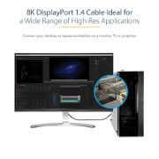 Picture of StarTech.com 6ft (2m) VESA Certified DisplayPort 1.4 Cable - 8K 60Hz HDR10 - Ultra HD 4K 120Hz Video - DP 1.4 Cable / Cord - For Monitors/Displays - DisplayPort to DisplayPort Cable - M/M
