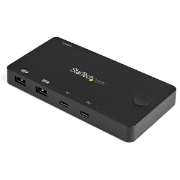 Picture of StarTech.com 2 Port USB C KVM Switch - 4K 60Hz HDMI - Compact Dual Port UHD USB Type C Desktop Mini KVM Switch with USB C Cables - Bus Powered - MacBook iPad Pro ThinkPad IdeaPad EliteBook