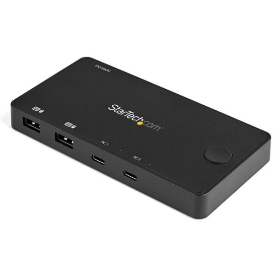 Picture of StarTech.com 2 Port USB C KVM Switch - 4K 60Hz HDMI - Compact Dual Port UHD USB Type C Desktop Mini KVM Switch with USB C Cables - Bus Powered - MacBook iPad Pro ThinkPad IdeaPad EliteBook