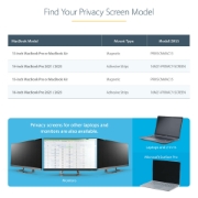 Picture of StarTech.com Laptop Privacy Screen for 13 inch MacBook Pro & MacBook Air - Magnetic Removable Security Filter - Blue Light Reducing Screen Protector 16:10 - Matte/Glossy - +/-30 Degree