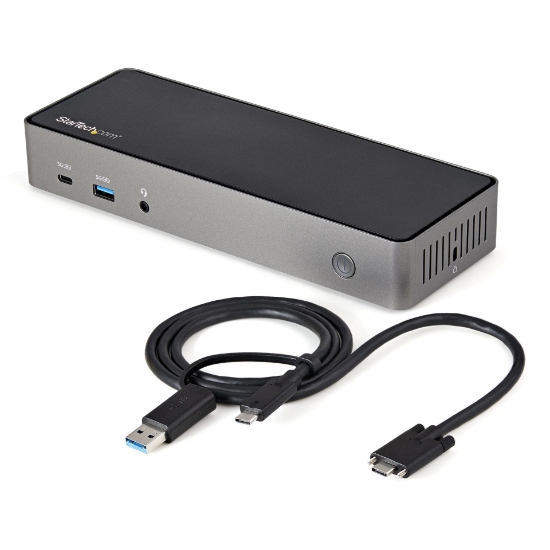 Picture of StarTech.com USB-C & USB-A Dock - Hybrid Universal Triple Monitor Laptop Docking Station DisplayPort & HDMI 4K 60Hz - 85W Power Delivery, 6x USB Hub, GbE, Audio - USB 3.1 Gen 2 10Gbps - TAA