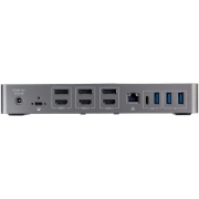 Picture of StarTech.com USB-C & USB-A Dock - Hybrid Universal Triple Monitor Laptop Docking Station DisplayPort & HDMI 4K 60Hz - 85W Power Delivery, 6x USB Hub, GbE, Audio - USB 3.1 Gen 2 10Gbps - TAA