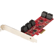 Picture of StarTech.com SATA PCIe Card - 10 Port PCIe SATA Expansion Card - 6Gbps - Low/Full Profile - Stacked SATA Connectors - ASM1062 Non-Raid - PCI Express to SATA Converter/Adapter