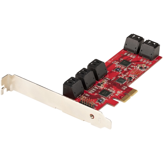 Picture of StarTech.com SATA PCIe Card - 10 Port PCIe SATA Expansion Card - 6Gbps - Low/Full Profile - Stacked SATA Connectors - ASM1062 Non-Raid - PCI Express to SATA Converter/Adapter