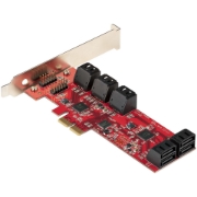Picture of StarTech.com SATA PCIe Card - 10 Port PCIe SATA Expansion Card - 6Gbps - Low/Full Profile - Stacked SATA Connectors - ASM1062 Non-Raid - PCI Express to SATA Converter/Adapter