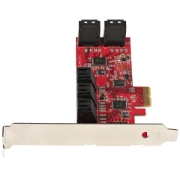 Picture of StarTech.com SATA PCIe Card - 10 Port PCIe SATA Expansion Card - 6Gbps - Low/Full Profile - Stacked SATA Connectors - ASM1062 Non-Raid - PCI Express to SATA Converter/Adapter