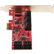 Picture of StarTech.com SATA PCIe Card - 10 Port PCIe SATA Expansion Card - 6Gbps - Low/Full Profile - Stacked SATA Connectors - ASM1062 Non-Raid - PCI Express to SATA Converter/Adapter