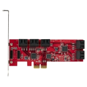 Picture of StarTech.com SATA PCIe Card - 10 Port PCIe SATA Expansion Card - 6Gbps - Low/Full Profile - Stacked SATA Connectors - ASM1062 Non-Raid - PCI Express to SATA Converter/Adapter