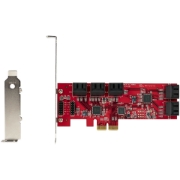 Picture of StarTech.com SATA PCIe Card - 10 Port PCIe SATA Expansion Card - 6Gbps - Low/Full Profile - Stacked SATA Connectors - ASM1062 Non-Raid - PCI Express to SATA Converter/Adapter