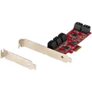 Picture of StarTech.com SATA PCIe Card - 10 Port PCIe SATA Expansion Card - 6Gbps - Low/Full Profile - Stacked SATA Connectors - ASM1062 Non-Raid - PCI Express to SATA Converter/Adapter