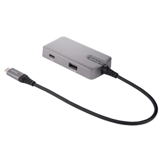 Picture of StarTech.com USB C Multiport Adapter - USB-C to 4K 60Hz HDMI 2.0, 100W Power Delivery Pass-through - 3-Port 10Gbps USB Hub - Portable USB Type-C Mini Docking Station - 10" (25cm) Cable