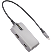 Picture of StarTech.com USB C Multiport Adapter - USB-C to 4K 60Hz HDMI 2.0, 100W Power Delivery Pass-through - 3-Port 10Gbps USB Hub - Portable USB Type-C Mini Docking Station - 10" (25cm) Cable