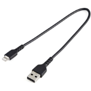 Picture of StarTech.com 12inch (30cm) Durable Black USB-A to Lightning Cable - Heavy Duty Rugged Aramid Fiber USB Type A to Lightning Charger/Sync Power Cord - Apple MFi Certified iPad/iPhone 12