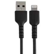 Picture of StarTech.com 12inch (30cm) Durable Black USB-A to Lightning Cable - Heavy Duty Rugged Aramid Fiber USB Type A to Lightning Charger/Sync Power Cord - Apple MFi Certified iPad/iPhone 12