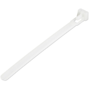 Picture of StarTech.com 5"(12cm) Reusable Cable Ties - 1/4"(7mm) wide, 1-1/8"(30mm) Bundle Dia. 50lb(22kg) Tensile Strength, Releasable Nylon Ties, Indoor/Outdoor, 94V-2/UL Listed, 100 Pack - White