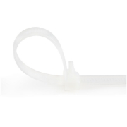 Picture of StarTech.com 5"(12cm) Reusable Cable Ties - 1/4"(7mm) wide, 1-1/8"(30mm) Bundle Dia. 50lb(22kg) Tensile Strength, Releasable Nylon Ties, Indoor/Outdoor, 94V-2/UL Listed, 100 Pack - White