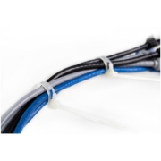 Picture of StarTech.com 5"(12cm) Reusable Cable Ties - 1/4"(7mm) wide, 1-1/8"(30mm) Bundle Dia. 50lb(22kg) Tensile Strength, Releasable Nylon Ties, Indoor/Outdoor, 94V-2/UL Listed, 100 Pack - White