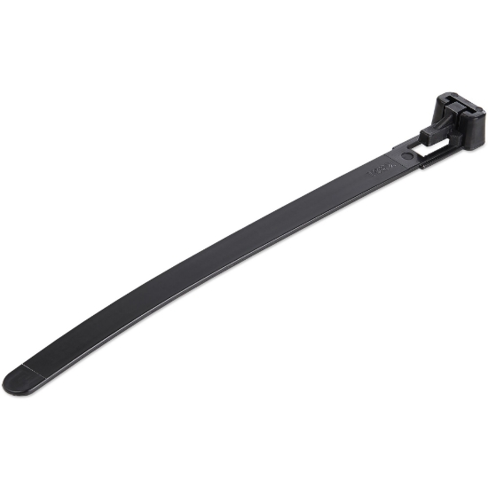 Picture of StarTech.com 5"(12cm) Reusable Cable Ties - 1/4"(7mm) wide, 1-1/8"(30mm) Bundle Dia. 50lb(22kg) Tensile Strength, Releasable Nylon Ties, Indoor/Outdoor, 94V-2/UL Listed, 100 Pack - Black