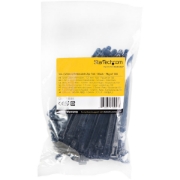 Picture of StarTech.com 5"(12cm) Reusable Cable Ties - 1/4"(7mm) wide, 1-1/8"(30mm) Bundle Dia. 50lb(22kg) Tensile Strength, Releasable Nylon Ties, Indoor/Outdoor, 94V-2/UL Listed, 100 Pack - Black