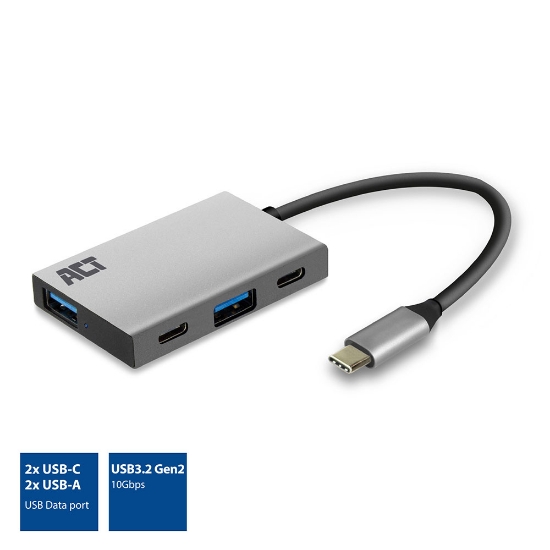 Picture of ACT USB-C hub 3.2 Gen2 10Gbps, 2x USB-C, 2x USB-A