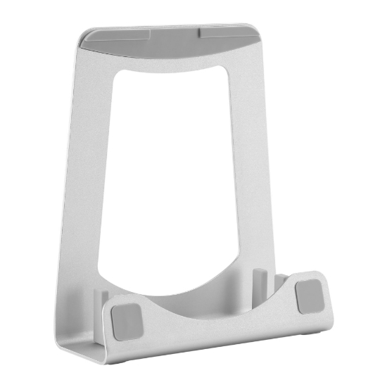 Picture of StarTech.com Laptop Stand - 2-in-1 Laptop Riser Stand or Vertical Stand - Ideal for Ultrabooks & MacBook Pro/Air - Ergonomic Angled Notebook Holder for Office Desk - Silver, Aluminum
