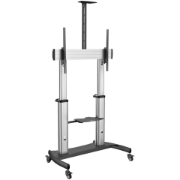 Picture of StarTech.com Mobile TV Stand - Heavy Duty TV Cart for 60-100" Display (100kg/220lb) - Height Adjustable Rolling Flat Screen Floor Standing on Wheels - Universal Television Mount w/Shelves